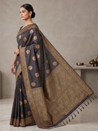 Black Woven Design Dola Silk Saree