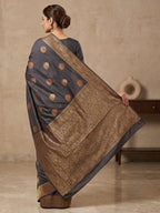 Black Woven Design Dola Silk Saree