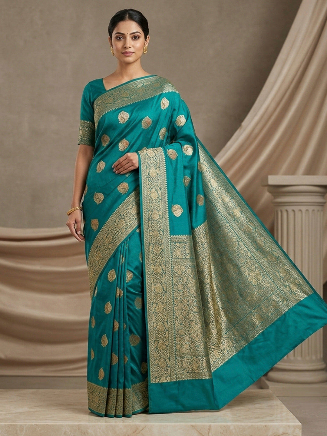 Blue Woven Design Dola Silk Saree