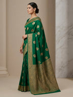 Dull Green Woven Design Dola Silk Saree