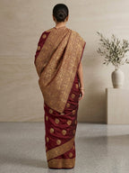 Maroon Woven Design Dola Silk Saree