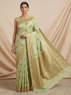 Pista Green Woven Design Dola Silk Saree
