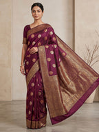 Wine Woven Design Dola Silk Saree
