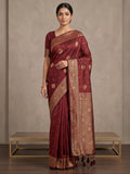 Maroon Woven Design Dola Silk Saree