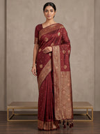 Maroon Woven Design Dola Silk Saree