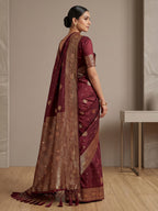 Maroon Woven Design Dola Silk Saree