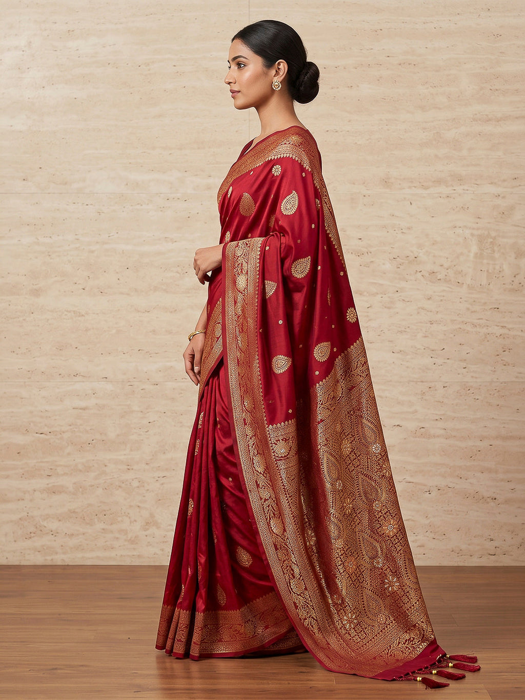 Red Woven Design Dola Silk Saree