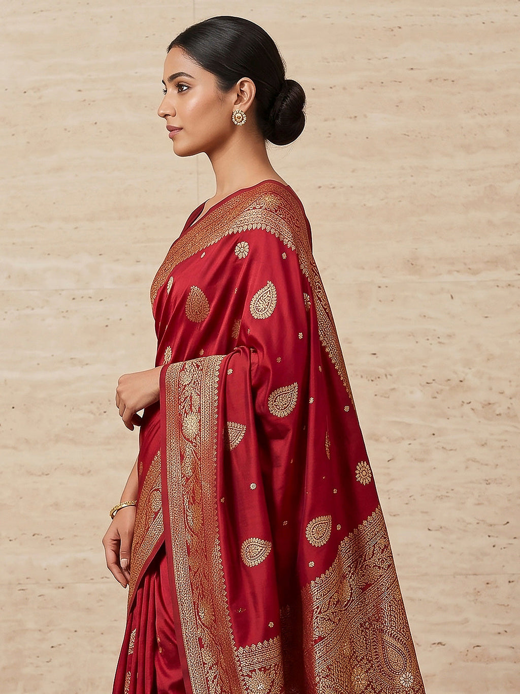 Red Woven Design Dola Silk Saree
