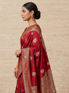 Red Woven Design Dola Silk Saree