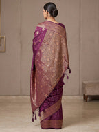 Wine Woven Design Dola Silk Saree