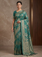 Bottle Green Woven Design Dola Silk Saree