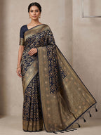 Navy Blue Woven Design Dola Silk Saree
