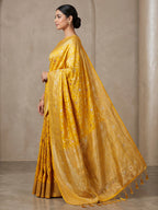 Yellow Woven Design Dola Silk Saree
