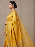 Yellow Woven Design Dola Silk Saree