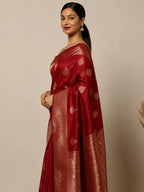 Maroon Woven Design Dola Silk Saree