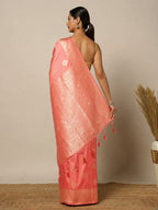 Peach Woven Design Dola Silk Saree