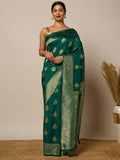 Peacock Blue Woven Design Dola Silk Saree