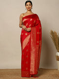 Red Woven Design Dola Silk Saree