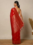 Red Woven Design Dola Silk Saree