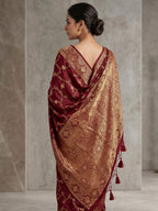 Maroon Woven Design Dola Silk Saree