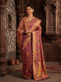 Lavender Woven Design Dola Silk Saree