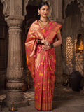 Peach Woven Design Dola Silk Saree