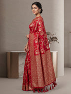 Red Woven Design Dola Silk Saree