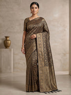 Black Woven Design Dola Silk Saree