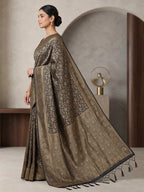 Black Woven Design Dola Silk Saree
