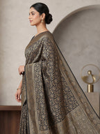 Black Woven Design Dola Silk Saree