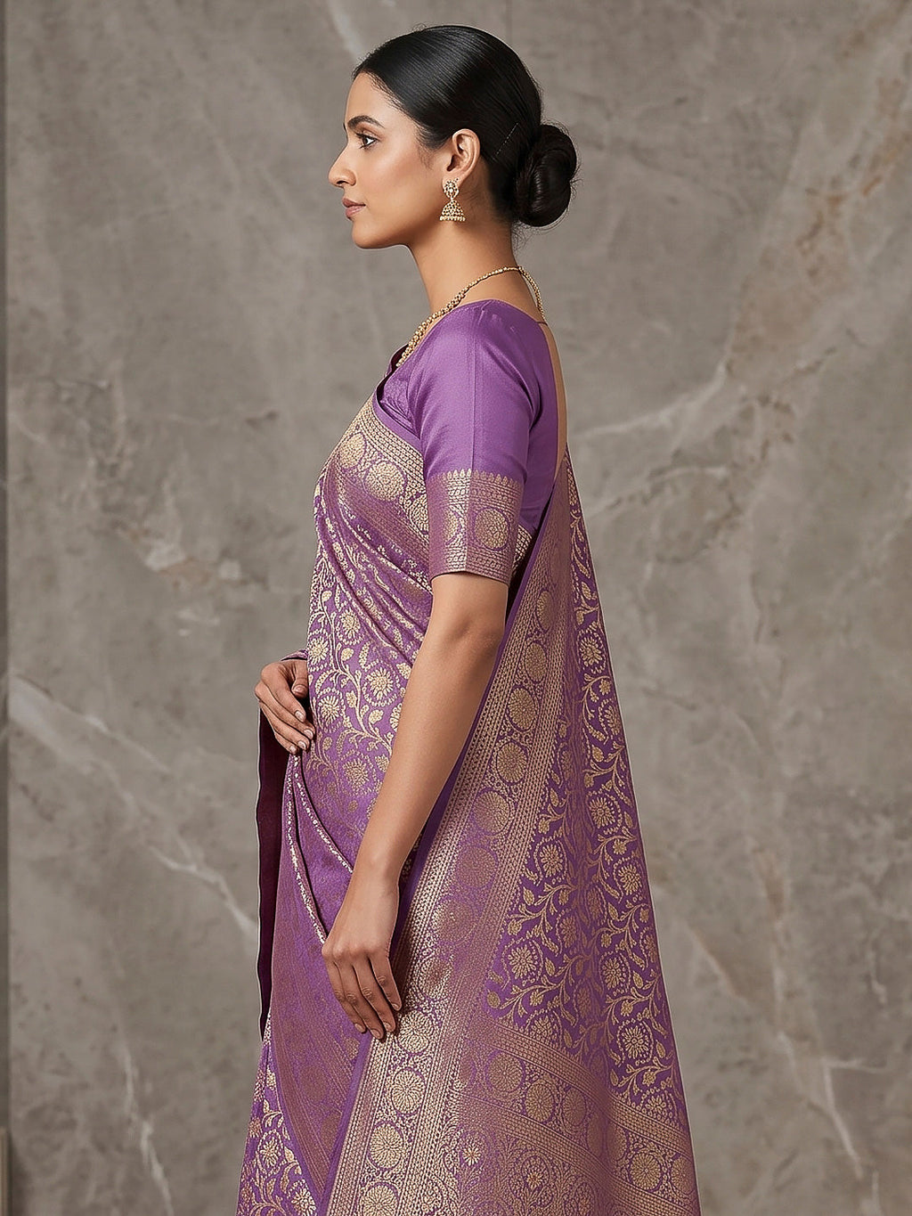 Lavender Woven Design Dola Silk Saree