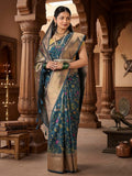 Dark Blue Woven Design Dola Silk Saree
