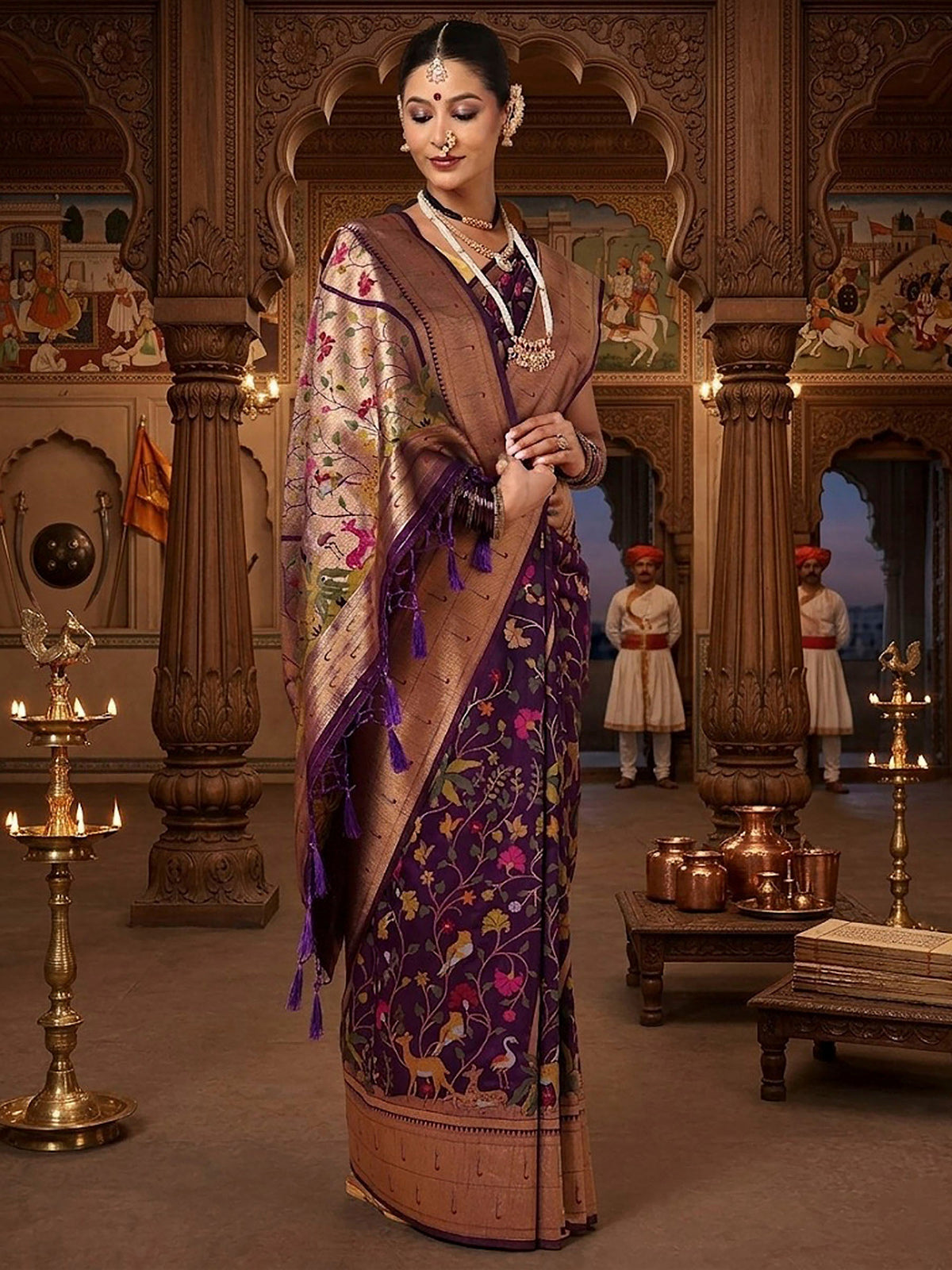 Purple Woven Design Dola Silk Saree