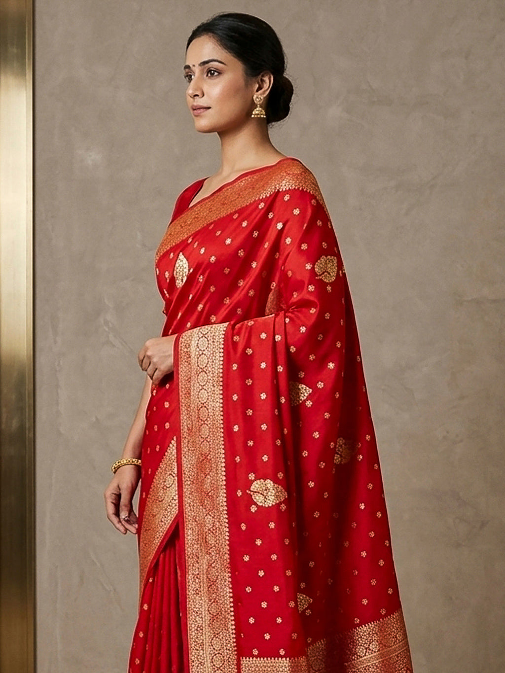 Red Woven Design Dola Silk Saree