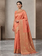Peach Woven Design Dola Silk Saree