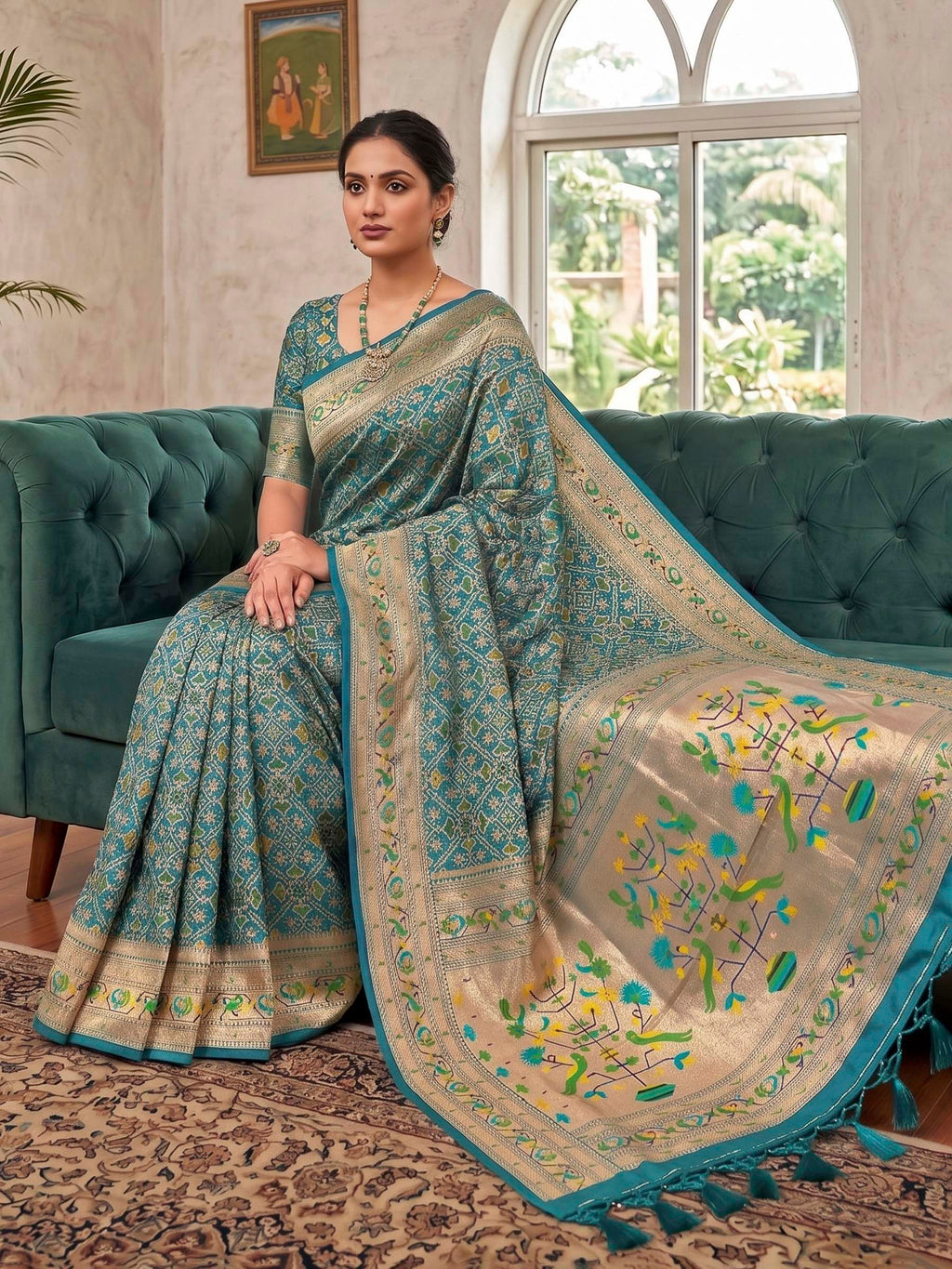 Firozee Woven Design Art Silk Kanjivaram Saree