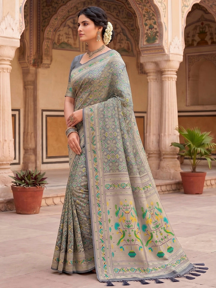 Grey Woven Design Art Silk Kanjivaram Saree