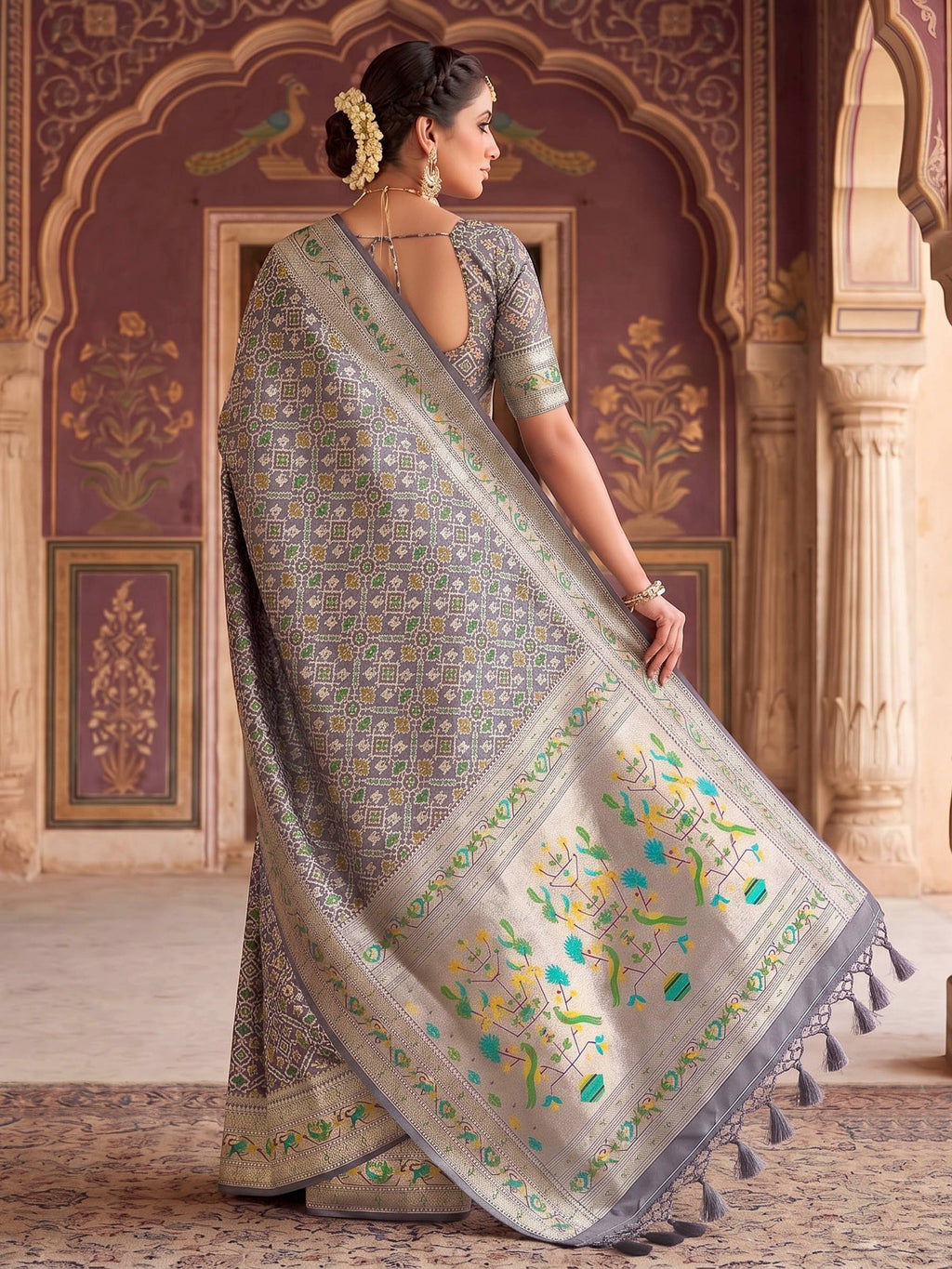 Grey Woven Design Art Silk Kanjivaram Saree
