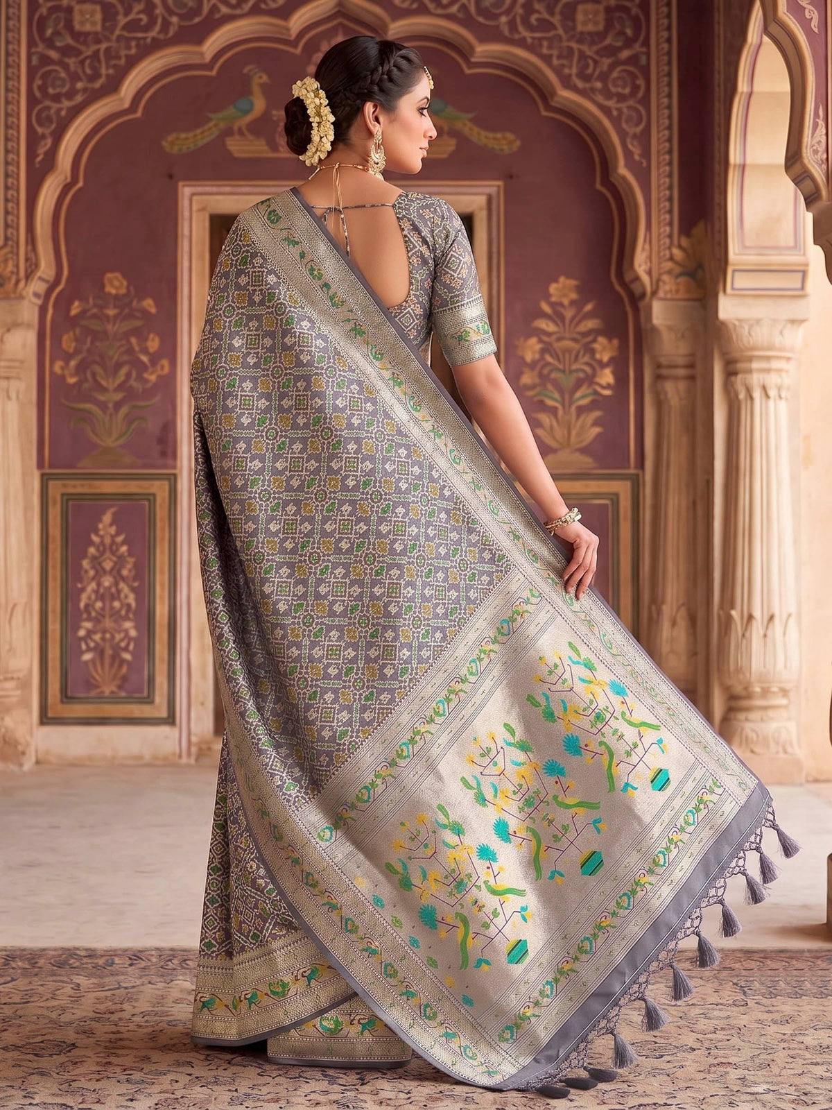 Grey Woven Design Art Silk Kanjivaram Saree