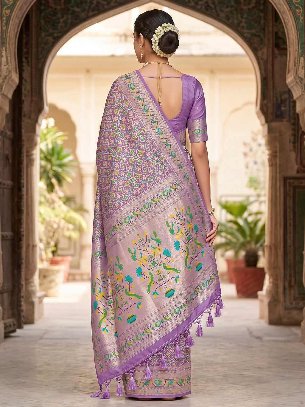Lavender Woven Design Art Silk Kanjivaram Saree