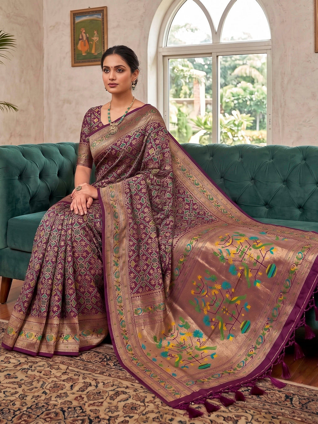 Maroon Woven Design Art Silk Kanjivaram Saree