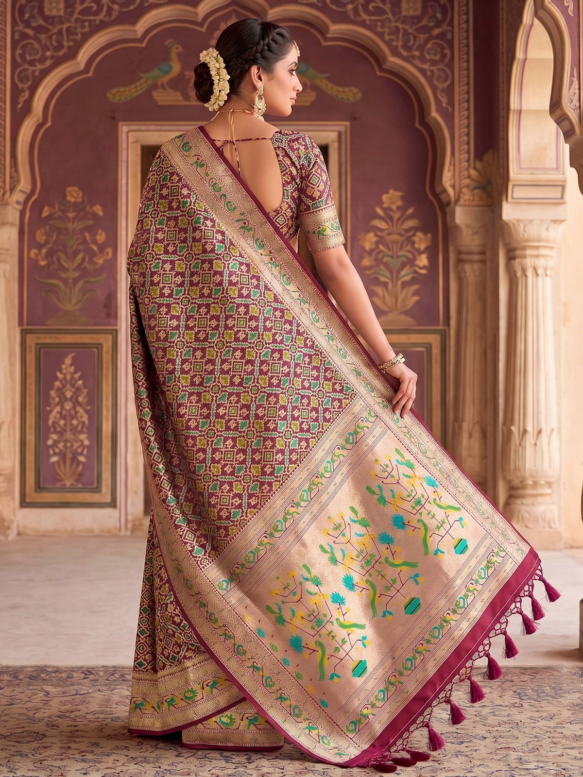 Maroon Woven Design Art Silk Kanjivaram Saree