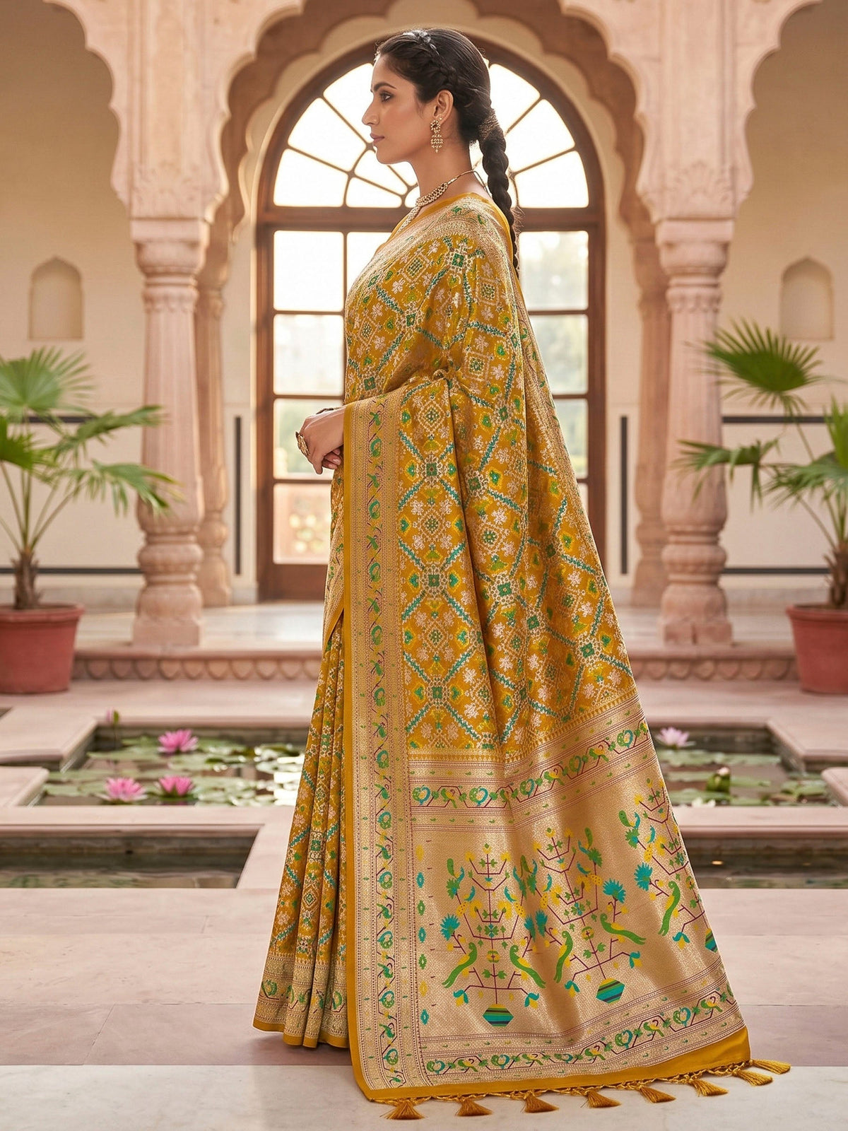 Mustard Woven Design Art Silk Kanjivaram Saree
