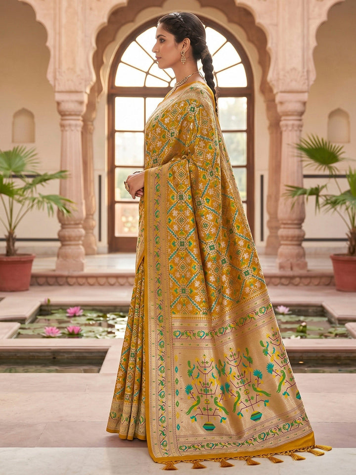 Mustard Woven Design Art Silk Kanjivaram Saree