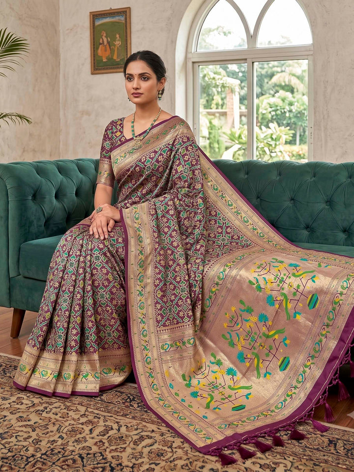 Wine Woven Design Art Silk Kanjivaram Saree