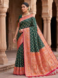 Bottle Green Woven Design Art Silk Kanjivaram Saree