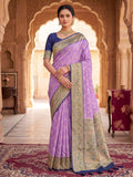Lavender Woven Design Art Silk Kanjivaram Saree