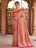 Peach Woven Design Art Silk Kanjivaram Saree