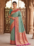Sea Green Woven Design Art Silk Kanjivaram Saree