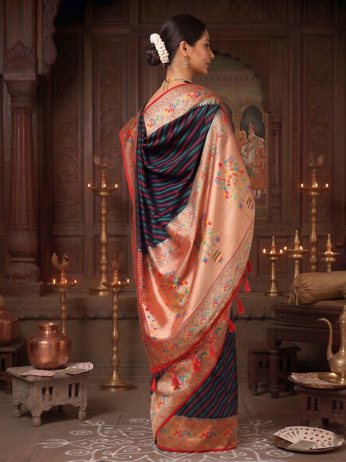 Navy Rani Woven Design Dola Silk Saree